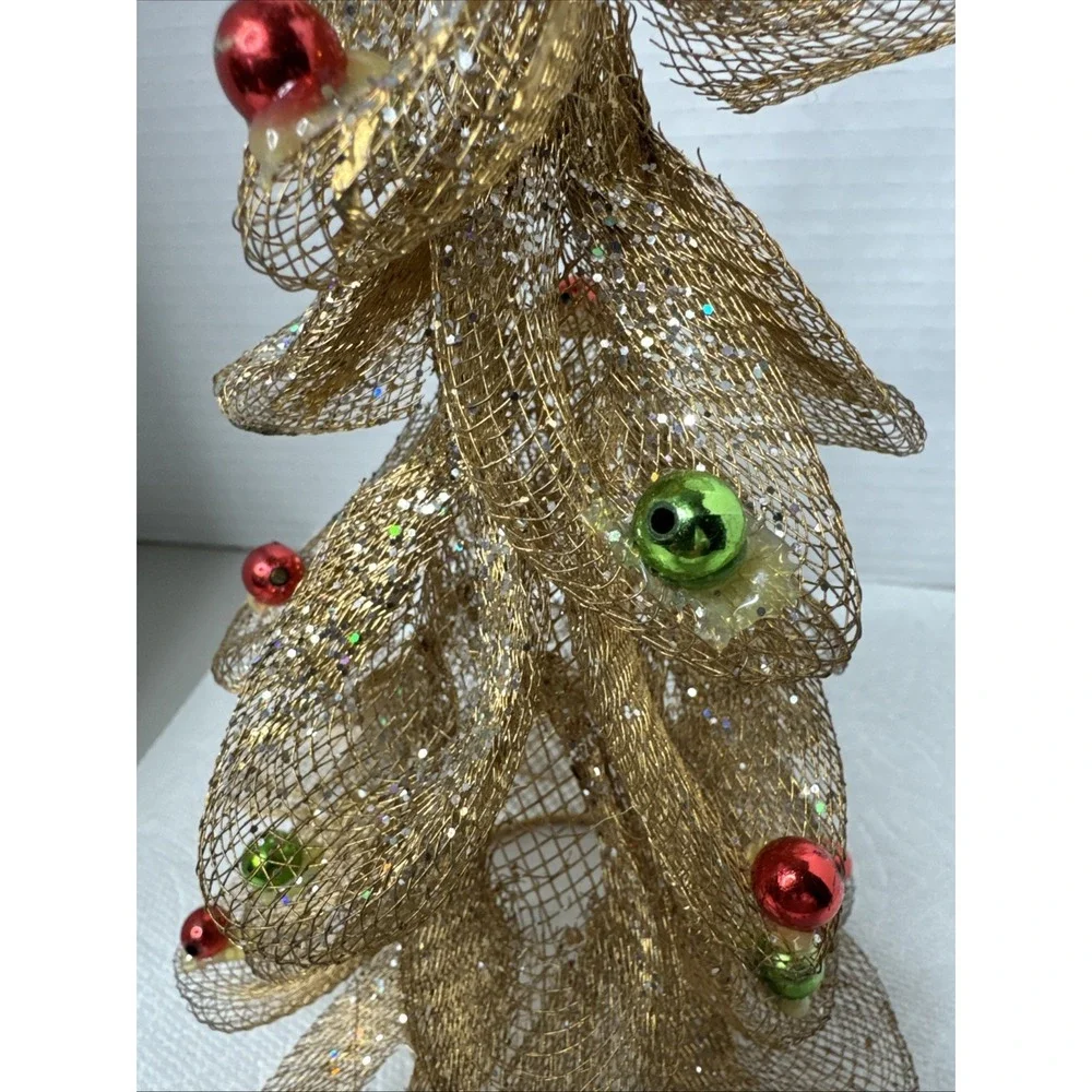 Golden Netted Mesh Christmas Tree w/Multicolor Balls‎ & Gold Star 10
